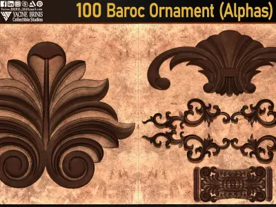 100 Baroc Ornament Alphas Volume 02 Low-poly 3D model
