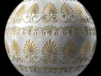 Plaster Materials 5- Ornament Plaster Pbr 4k seamless Sbsar Low-poly 3D model
