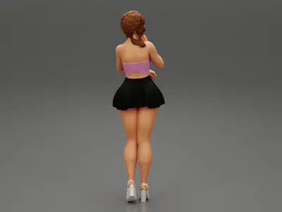 Attractive Sexy Young Woman Wearing Mini Skirt and heels 3D print model