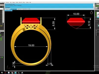 Luxury Emerald Cut Gemstone Men Ring 2871 3D print model