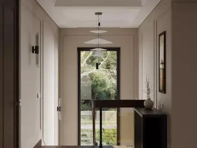 Interior Designed Scene with HALLWAY 2ND floor and STAIRS 3D model