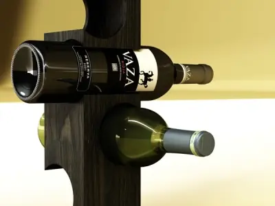 Wine Rack 6 and 2 Wine Bottles 3D model