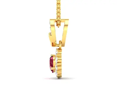 Solitaire Women Heart Pendant 3DM STL OBJ FBX Render Details 3D print model purchase