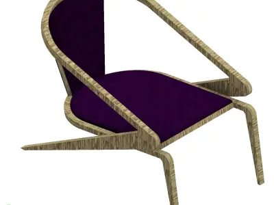 wooden designer chair with fabric cushion 3D print model