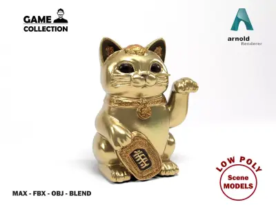 Chinese cat figure Low-poly 3D model