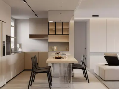 Modern living room dining room interior scenes 152 3D model