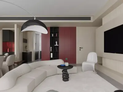 Modern living room dining room interior scenes 322 3D model