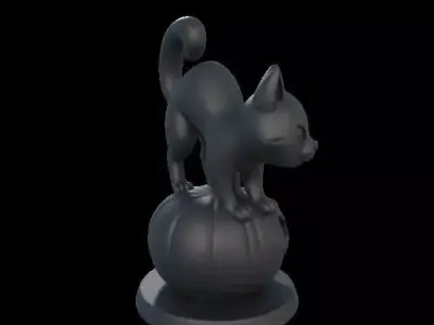 Black Cat on Pumpkin 3D print model