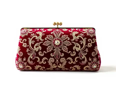 Elegant Velvet Embroidered Clutch Bag model pack Low-poly 3D model