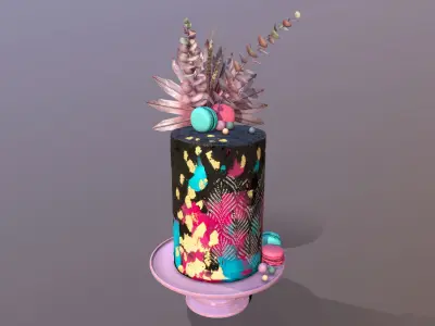 Luxury Turquoise Buttercream Cake Low-poly 3D model