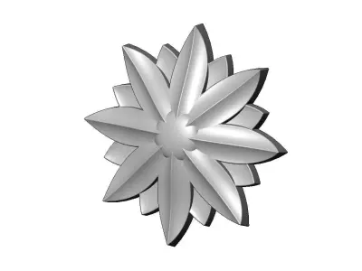 Faceted floral leaf rosette carving molding relief onlay 3D print model