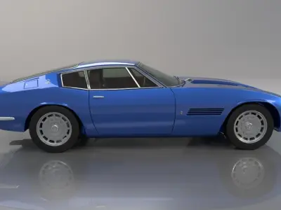 Maserati Ghibli Coupe 1972 High poly and Low Poly 3D model