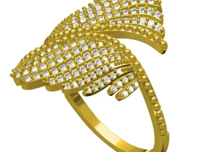 Angels Wings Diamond Engagement Ring 3D print model