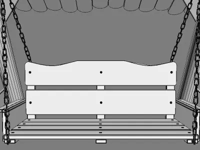 Multiple Seats Wooden Swing with Roof 4 3D model