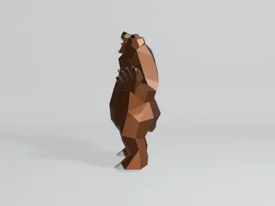 Polygonal Angry Bear Low-poly 3D model
