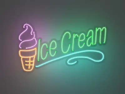 Ice Cream 5 - Neon Sign 3D model