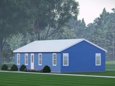 Barndominium Tiny House Exterior  Compact Barn Style Modern Home 3D model