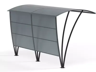 Canopy bus shelter with roof 3D model