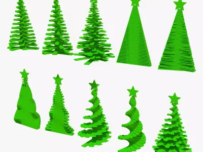 Geometric Christmas Trees Set M1 3D model