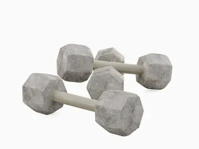 Concrete Dumbbell 02 Low-poly 3D model