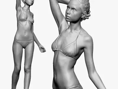 001236 woman in bikini hand up behind head 3dp 3D print model