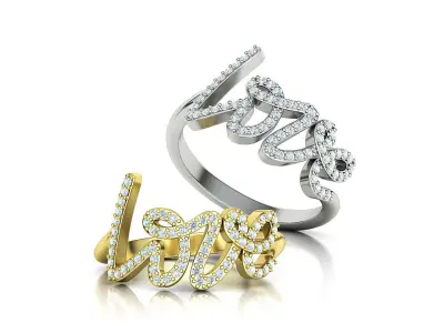 Love ring with diamonds printable model 3D print model
