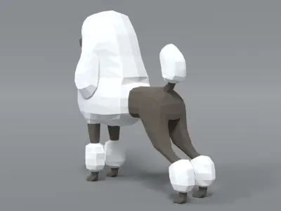 Low Poly Cartoon Standard Poodle Dog Low-poly 3D model