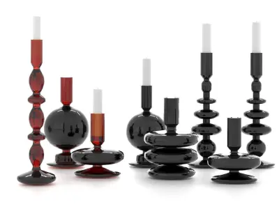 Glass Candelabra Set For Decoration 3D model