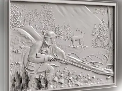 3D stl model of a hunter on the hunt for a CNC router 3D print model