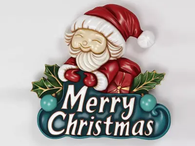 Merry Christmas Santa Claus 3D Relief 3D print model