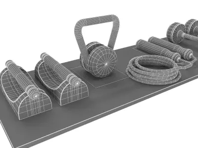 Pent Home Gym Equipment Fitness Low-poly 3D model