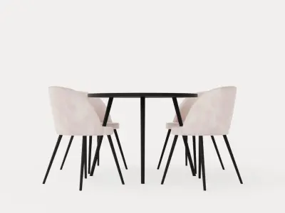 Pelle Food Group 100 Cm Round With 4 Valerie Chair Low-poly 3D model