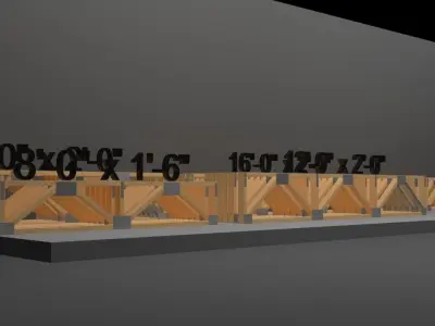 Wooden Trusses 3D model