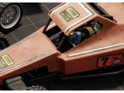 Retro RC Car Parts - Broken Remote Control Car Parts Collection 3D model