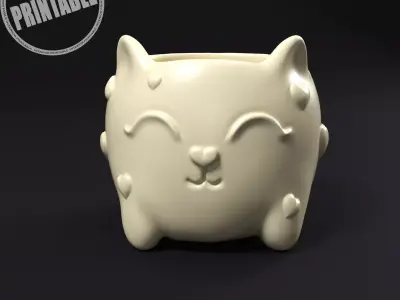 Cat plant pot 3D print model