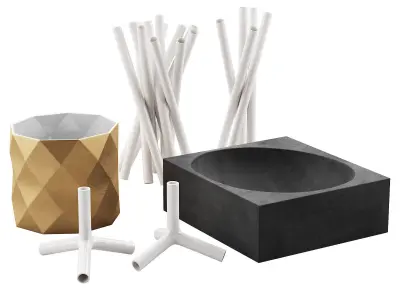living decor set for the coffee table bb italia vases 00  3D model