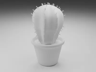 Cactus in a clay pot Low-poly 3D model