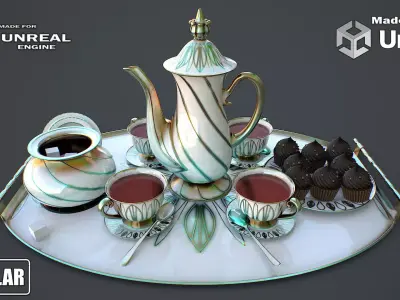 Tea Set 1 Low-poly 3D model