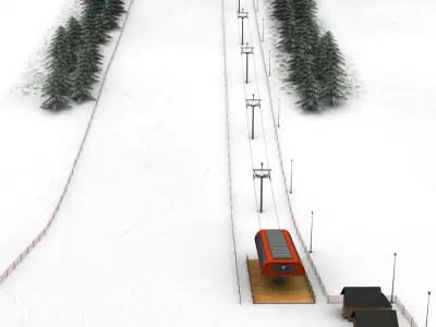 Ski slope gondola mountain large pack 3D model