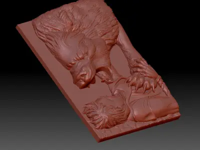 Bas-relief of the bear  3D print model