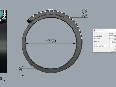 Messika Ring Gold 3D print model