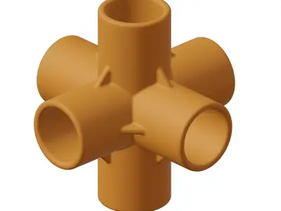 Plastic Six Way Fitting 3D model