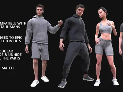 Mens and Womens Sport outfits 3D Model Collection