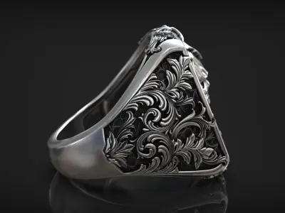 Victorian Gothic Skull Ring 3D Model Vita Brevis Ars Longa 3D print model