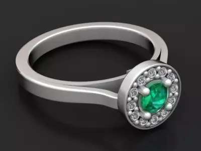 emerald diamond ring 3D print model