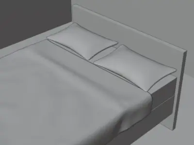 Modern Bed Model Low-poly 3D model