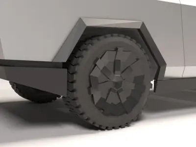 cybertruck low poly futuristic vehicle 3D model