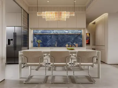 Modern living room dining room interior scenes 350 3D model