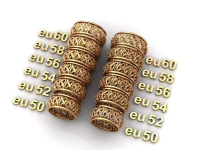 Luxury Braided Gold Wedding Ring Set His Hers EU 50-60 Free 3D print model