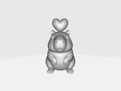 Cute Capybara with Heart Valentines Day Romantic  3D print model